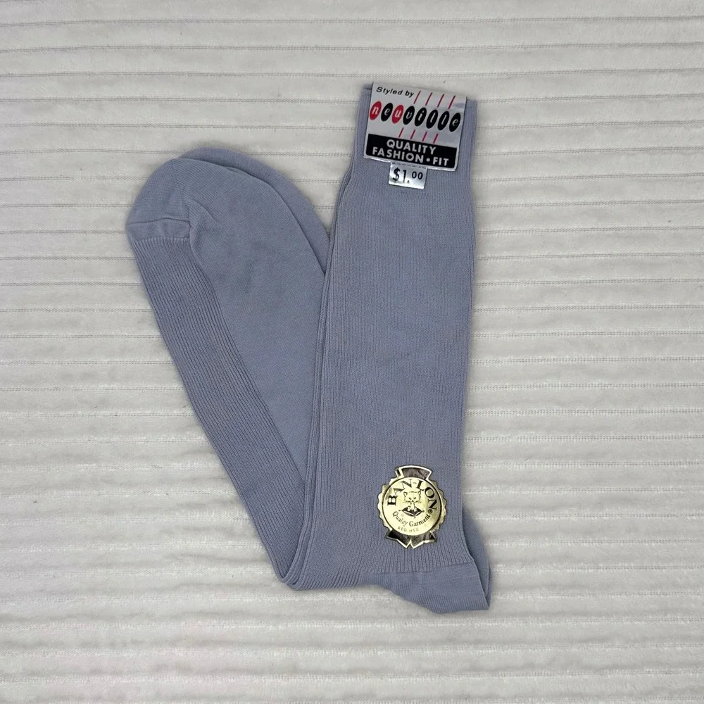 Vintage Deadstock Men's Dress‎ Socks Lot 4 Pairs Green Beige Blue Tan BanLon USA